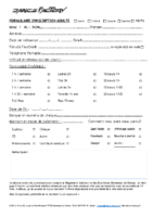 Formulaire d’inscription Adulte PDF